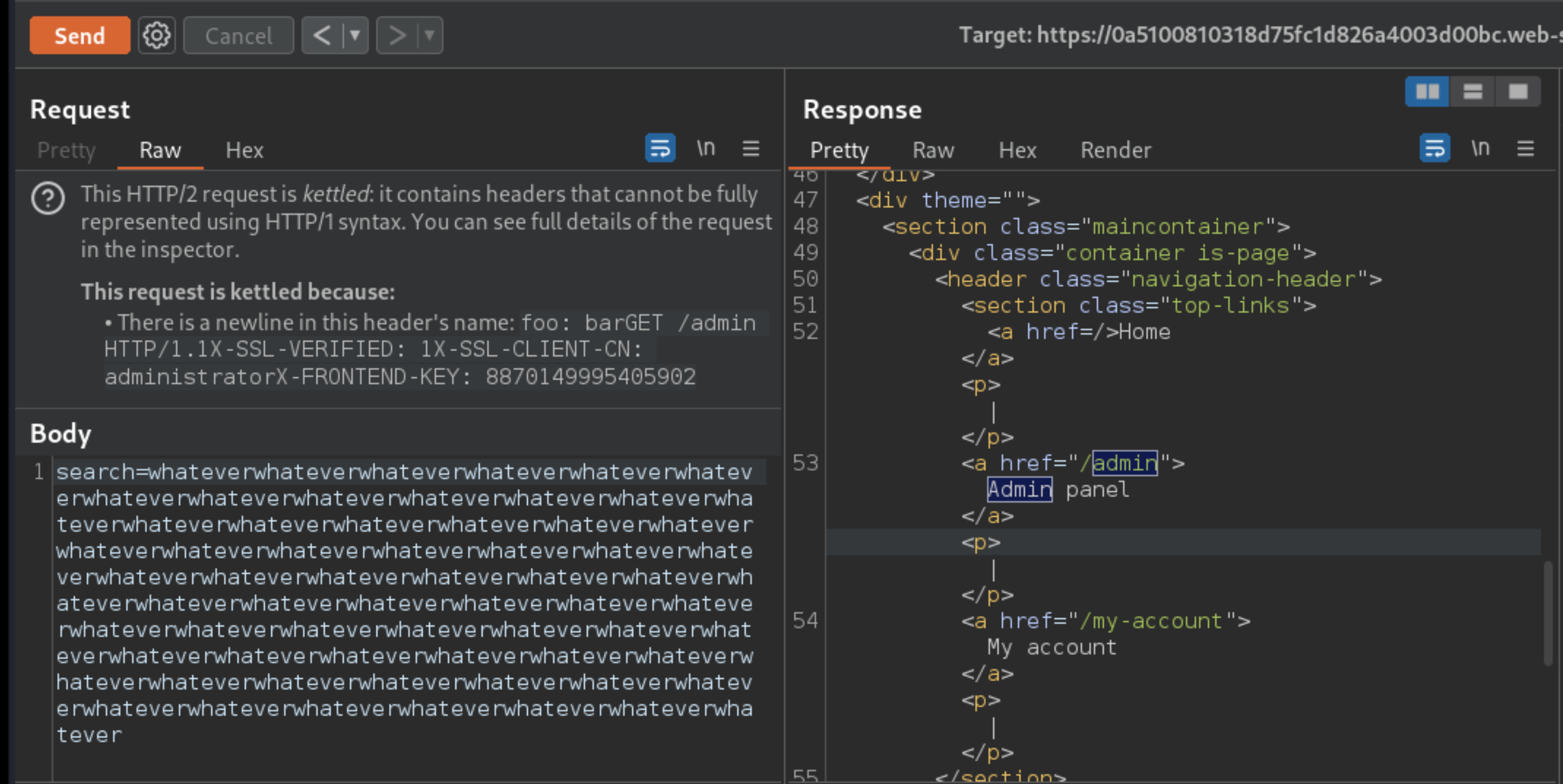 HTTP header smuggling